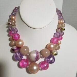 KARU-ARKE Vintage pink/purple bead necklace 1.1928
